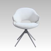 Nouvelle tendance, style nordique, revêtement en tissu bicolore, pieds en métal rembourrés avec rotation à 360° °   Chaise de salle à manger pivotante avec fonction de retour automatique et accoudoirs