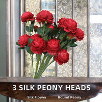 B-965 3 Tangkai Bunga Peony Sutra Dekorasi Rumah Bunga Kolomus 65cm untuk Hari Valentine Wisuda Tahun Baru Imlek