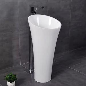 Lavabo sur pied de haute qualité pour villa avec drain, design traditionnel, lavabo en céramique pour salle de bain, prix d'usine - Product Image 3