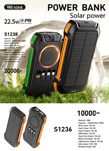 20000mAh ソーラーパワーバンク ワイヤレス充電 内蔵ケーブル 22.5W 急速充電 -15W クイック LED ディスプレイ ユニバーサルソケット - アウトドア - Product Image 2