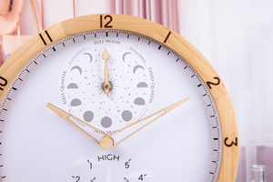 다기능 벽시계 음력 및 조수 표시 나무 프레임 가정용 유럽 장식 현대 벽시계 - Product Image 4