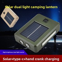 Linterna LED de Emergencia con Manivela y Energía Solar, Clasificación IP20, con Carga Solar y Tipo-C, Portátil