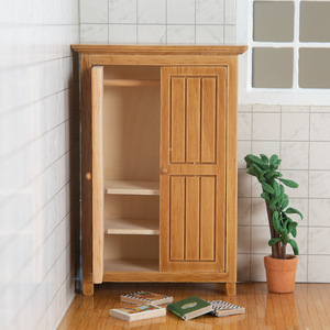 1:12 casa de muñecas en miniatura de alta calidad, modelo de dormitorio con armario de doble puerta, adornos de muebles de madera DIY para accesorios de tiro - Product Image 4