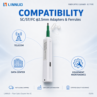 Stylo de nettoyage de fibres optiques SC One Click, outil de nettoyage de connecteurs 2,5 mm pour face d'adaptateur de traversée, sans solvant, 800 utilisations