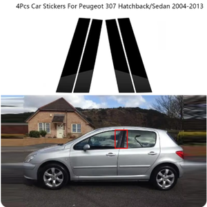 Ajustement pour Peugeot 206 <span class=keywords><strong>207</strong></span> 301 307 04-19 garniture de fenêtre modifiée cadre de porte latérale couverture de pilier noir brillant pilier central autocollant 4 pièces - Product Image 3