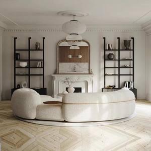 Sofá Curvo de Terciopelo de Cordero de Primera Calidad, Estilo Nórdico Creativo, Moderno <span class=keywords><strong>y</strong></span> Minimalista para Sala de Estar, Gran Venta - Product Image 4