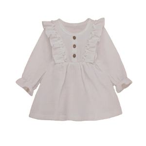 All'ingrosso abbigliamento per bambini <span class=keywords><strong>di</strong></span> colore personalizzato manica lunga <span class=keywords><strong>abito</strong></span> <span class=keywords><strong>di</strong></span> <span class=keywords><strong>cotone</strong></span> <span class=keywords><strong>mussola</strong></span> per bambine modello solido ODM abbigliamento per bambini - Product Image 4