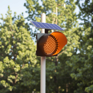 Luce Lampeggiante Solare LED IP65 Ambra di Avvertimento per Incroci Urbani - Product Image 5