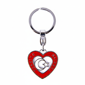 Porte-clés Souvenir personnalisé, en forme de cœur en métal, lune, étoile, drapeau turc - Product Image 2