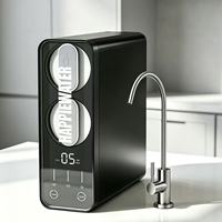 Système de filtration d'eau par osmose inverse sans réservoir 600 GPD avec moniteur TDS en temps réel, auto-nettoyage, durée de vie du filtre, électrique, en plastique, pour usage domestique
