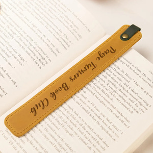 In stock PU leather <b>bookmarks</b>, multi-color stitched leather book clips, page dividers, and notebook clips with laser-engraved - Product Image 4