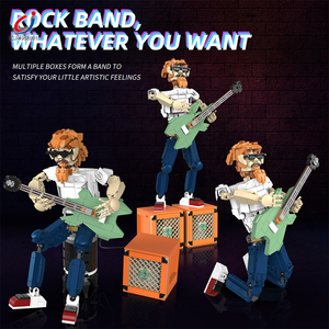 Chengji Blocs de construction, <span class=keywords><strong>jouet</strong></span> modèle en petites particules plastiques, figurine mini 3D de chanteur guitariste jouant de la musique - Product Image 2