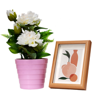 8 pak harga murah pot bunga balkon taman Modern kecil Set pot bunga melamin warna-warni plastik bulat 5 inci