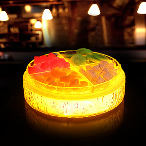 Led Illuminated Fruit Platter Round Divided Serving Tray For <b>Bars</b> Ktv Nightclubs Creative <b>Snack</b> Dish With Light Up Base - Product Image 2