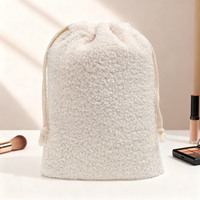 Bolsa de Cosméticos con Cordón, de Felpa Suave, con Espacio para Guardar Brochas de Maquillaje, Accesorios para el Cabello, Joyas y Artículos Pequeños
