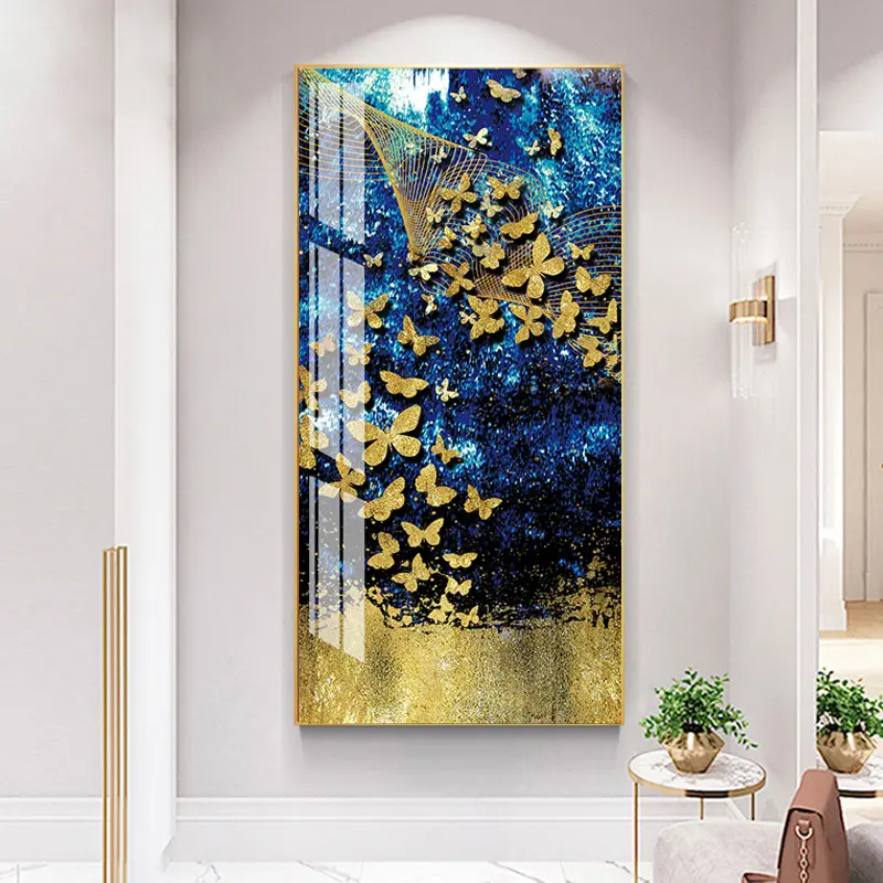 Modern Light Luxury Decorative Picture Butterflies Animal Paintings Still Life Diamond Drawing Crystal Porcelain Wall Art