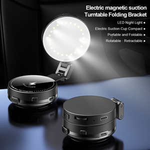 Electric Magnetic Foldable Phone Stand | 360° <b>Rotation</b> Retractable + LED Fill Light | Electric Suction Cup Strong Grip| Portable - Product Image 2