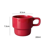Vente en gros de tasse à thé au lait de bureau en porcelaine de style Ins coréen de 9oz tasse à café en céramique empilable imprimée de logo personnalisé pour cadeau