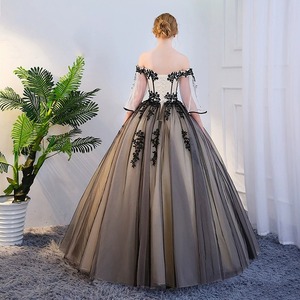 Off The Shoulder Chiffon Ball Gown Empire Waistline Vintage Evening Dress For Women Adult Size With 3D Floral Embroidery - Product Image 3