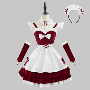 Velvet Maid Costume Claret Plus Size Cosplay Anime Role Playing Outfit Winter 2024 - Product Image 1