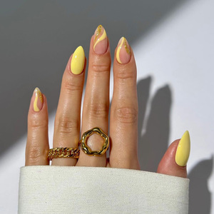 30 Pièces de Faux Ongles Français Haut de Gamme Pré-conçus, <span class=keywords><strong>Couleur</strong></span> Unie Simple, Forme Amande, Style Européen et Américain, Courts - Product Image 3
