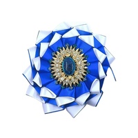 Pin Bros Bunga Kristal Rhinestone 5.5 Inci Biru Putih untuk Hari Jadi