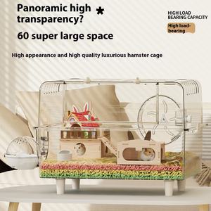 <span class=keywords><strong>Cage</strong></span> de luxe en acrylique transparent pour animaux de compagnie pour petits animaux 60 grandes villas à motif solide fermeture à bouton panoramique pour animaux de compagnie hamsters - Product Image 4