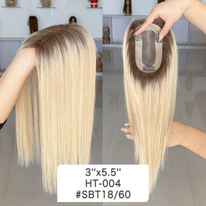 Topper capillaire mono 3x5.5 en cheveux humains vierges européens avec base en PU, Remy, cuticules alignées # SBT18-60 - Product Image 4