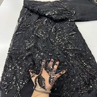 Tissu en maille tricoté robuste à rayures brodées de paillettes et de perles tubulaires pour robes de mariée et vêtements de mode (100 %)