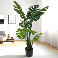 Mint Monstera Bonsai buatan besar Deliciosa bunga Real Touch hijau Jumbo daun Monstera pot pemandangan grosir