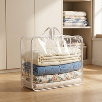 Sac de rangement grand format transparent en PVC avec poignée en corde et fermeture éclair, personnalisable avec logo, pour couette, couverture et draps