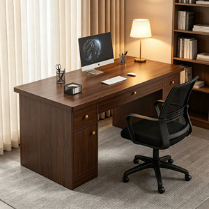 Home <strong>Office</strong> Executive <strong>Desk</strong> with Drawers <strong>Foldable</strong> PVC Design Minimalist Modern for Single Workstation Computer Use - Product Image 1
