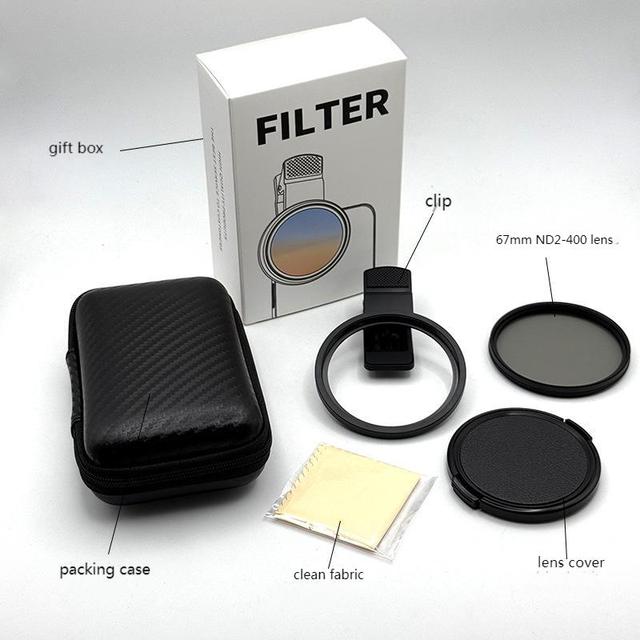 37mm,52mm,67mm ND2-400 Cell Phone Camera Lens Filter Pro Variable ND Filter Kit for Phone Cameras Premium Optical Glass