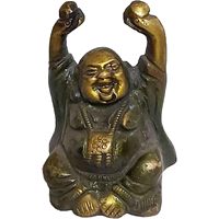 PARIJAT HANDICRAFT - Estatua de Buda Sonriente de Latón Macizo, Diseño Moderno Hecho a Mano, Decoración Feng Shui para el Hogar, Adorno de Mesa