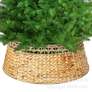 Handmade Woven <b>Christmas</b> <b>Tree</b> Skirt Round Linen Straw Willow Weaving Traditional Style <b>Tree</b> <b>Base</b> Decor - Product Image 5