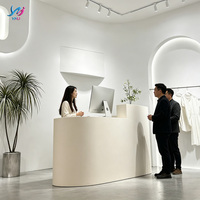 Comptoir de réception moderne en bois pour magasin de vêtements, commerce de détail, bar, salon de beauté, cabinet dentaire et immeuble de bureaux