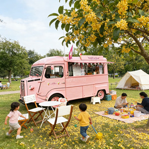 Carrito de Comida Móvil para Donuts y Waffles, Remolque de Cocina Totalmente Funcional con Sistema de Suministro de Agua - Product Image 1