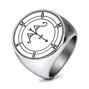 Anillos de Acero Inoxidable con el Sello de Focalor, el Gran Duque, el 41º Sello de Salomón, los 72 Demonios, el Talismán <span class=keywords><strong>Ars</strong></span> <span class=keywords><strong>Goetia</strong></span>, Mammon el Pequeño - Product Image 4
