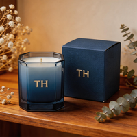 Vente en gros de pots à bougies carrés géométriques transparents nordiques de 8 oz, 10 oz et 12 oz, porte-bougie en verre pour décoration de maison de luxe avec couvercle