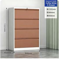 Archivador Vertical de Acero con 4 Cajones y Cerradura de Seguridad, Rieles con Rodamientos de Bolas para Almacenamiento de Documentos de Oficina