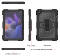 Étui de tablette antichoc personnalisé OEM pour Samsung Tab A9 Plus avec protection à 360° °   Support rotatif, sangle de maintien, coque de protection robuste