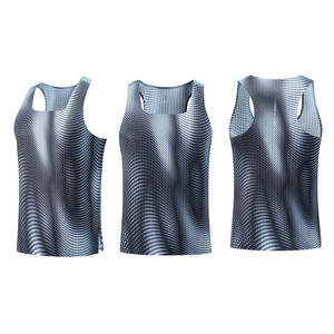 Quick Dry Fitness Sleeveless Knitted Seamless T Shirt Custom Tag Compression Shirt Men's tank Tops Bodybuilding Sport Gym Shirt - Product Image 4