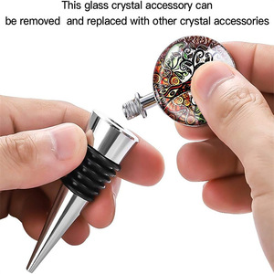 New cross-border style <b>tree</b>-shaped wine stopper, sealing zinc alloy beverage bottle stopper, can be printed with <b>crystal</b> - Product Image 4