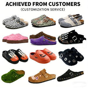 Sandali in camoscio personalizzati da uomo, zoccoli e sabot personalizzati con logo ricamato, suola in sughero, scarpe da casa con supporto plantare - Product Image 3