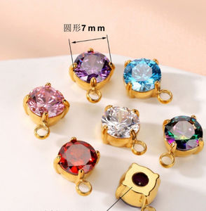 HB0242 liontin zirkon Stainless Steel lapis emas, Aksesori pembuatan pesona bentuk tetesan air mata bulat hati kalung DIY - Product Image 2