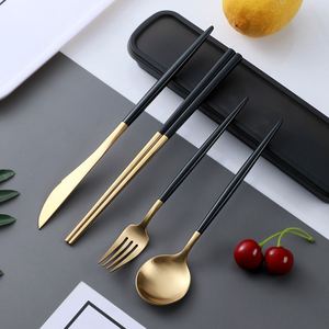 ชุดช้อนส้อมมีดตะเกียบพกพาสำหรับแคมป์ปิ้ง สแตนเลส 304 ขายดี พร้อมกล่อง - Product Image 6