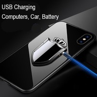 Allume-cigarette électronique coupe-vent USB briquet pour téléphone portable rechargeable porte-anneau briquet