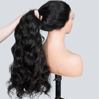 Pelucas de Cabello Humano con Frente de Encaje de Ondas Corporales de 40 Pulgadas y 200 de Densidad, Pre-Arrancadas, con Frente de Encaje Transparente HD 13x4, Pelucas de Cabello Humano sin Pegamento