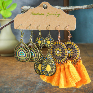 <span class=keywords><strong>Orecchini</strong></span> <span class=keywords><strong>pendenti</strong></span> a goccia con nappe in stile bohémien barocco, grandi, vintage, boho, set di gioielli da <span class=keywords><strong>donna</strong></span> - Product Image 4