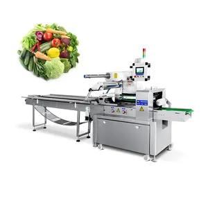 Máquina automática de embalaje de bolsas de verduras, embalaje de flujo de almohada Horizontal, fruta fresca, pepino, lechuga verde, buen precio